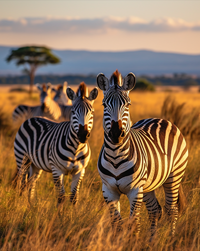 Zebra on The Grassland Free Shipping - Paintarthub